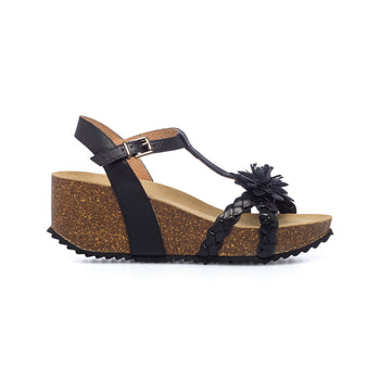 Sandali neri in pelle da donna con zeppa 6 cm Lumberjack Octavia, Donna, SKU w043000527, Immagine 0